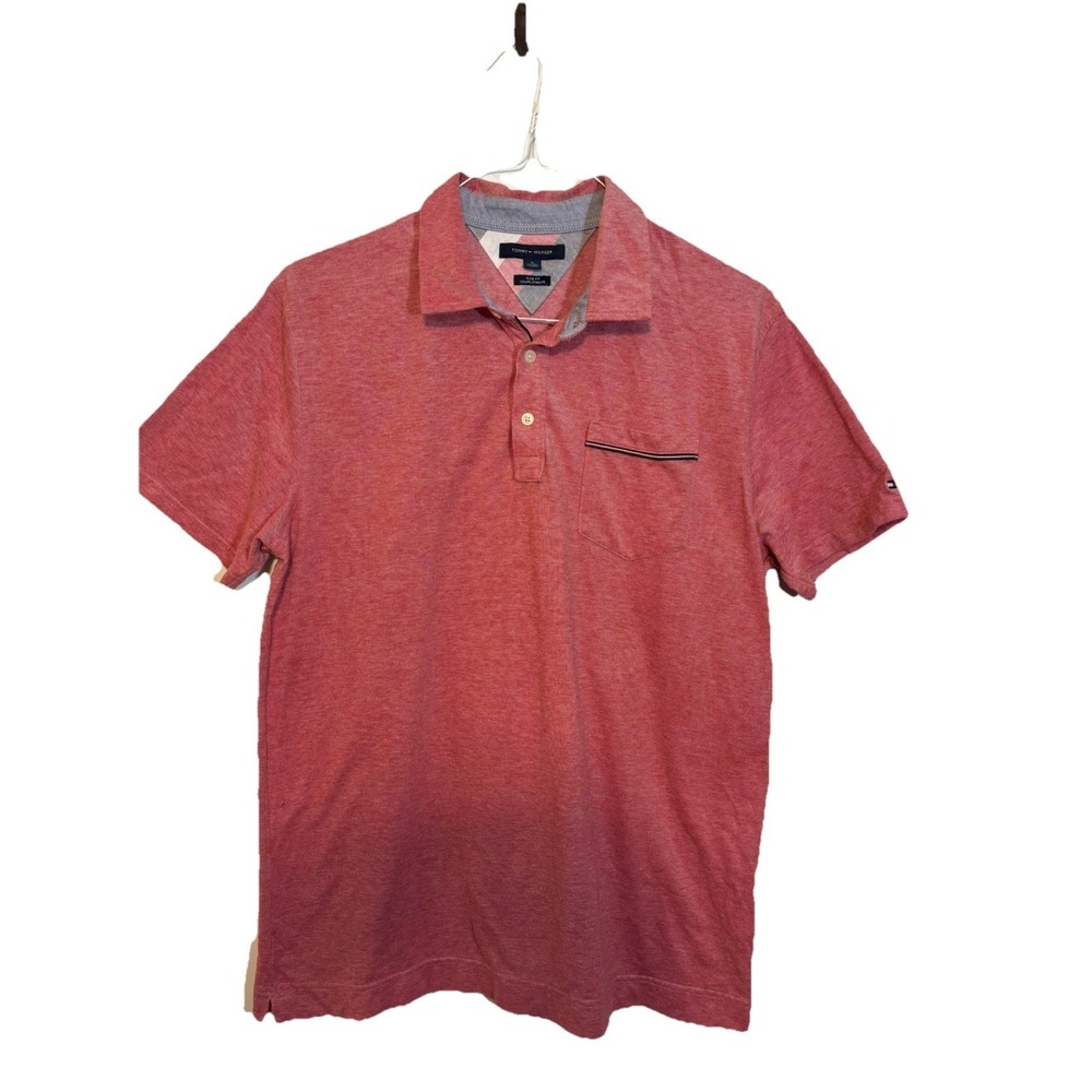 Tommy Hilfiger Men's Short Sleeve Polo Shirt XL Slim Fit Red
